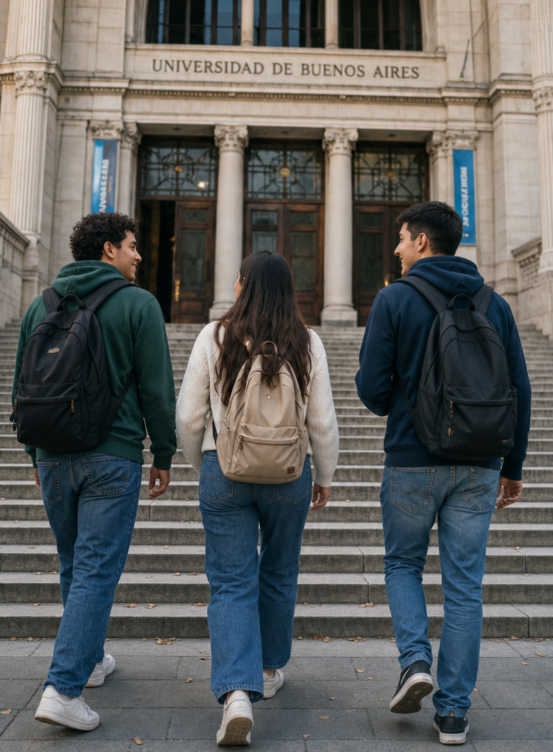 Estudiantes llegando a la Universidad de Buenos Aires